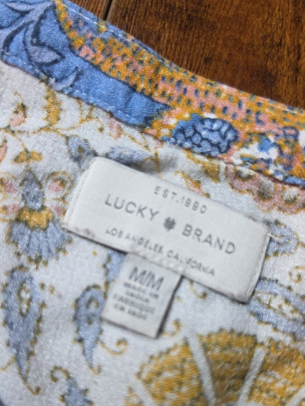 LUCKY BRAND | Boho Peasant Tassel‎ Tie Floral Paisley Blouse Flowy Viscose | M - Picture 3 of 8